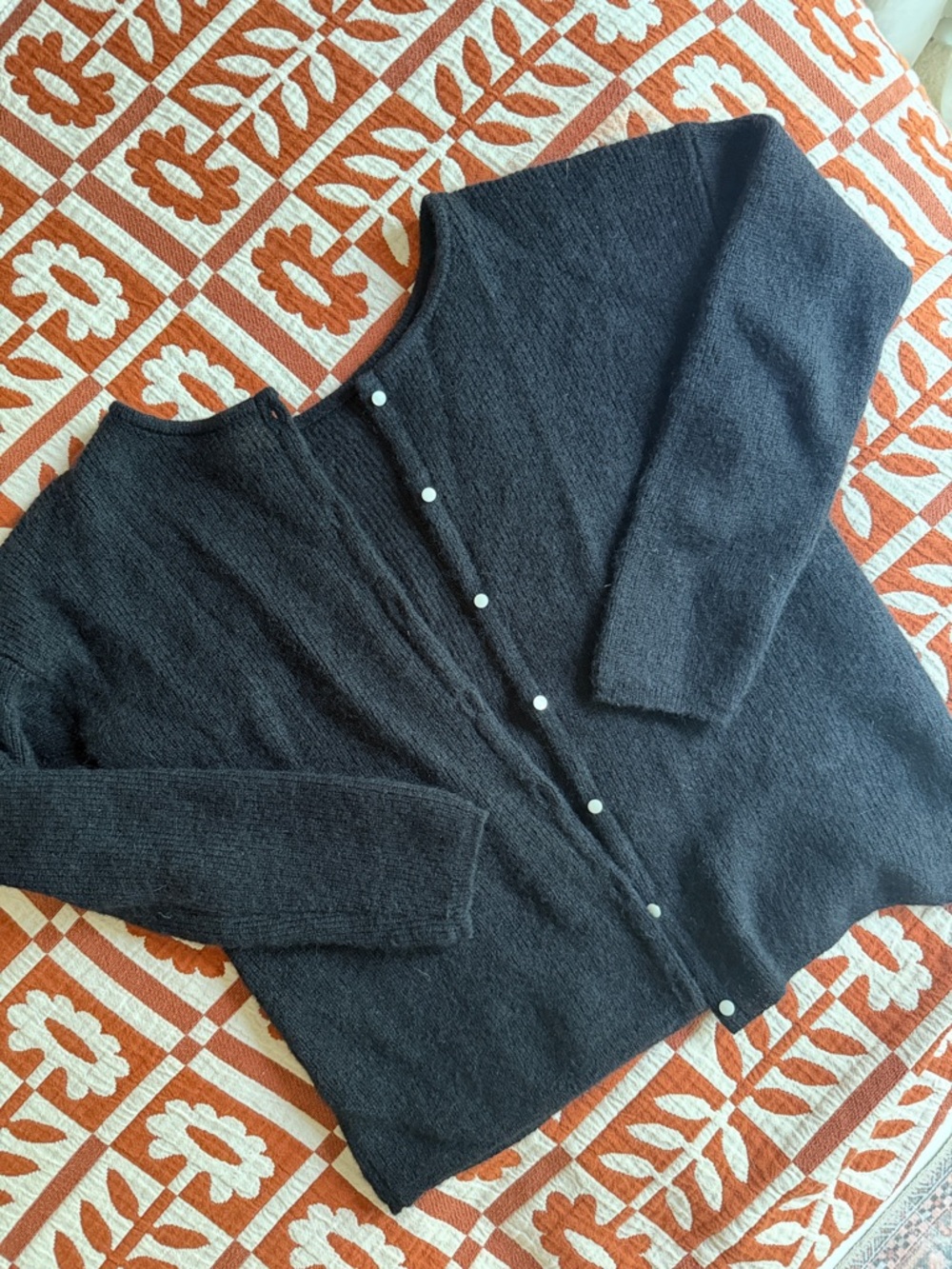Sezane Black Button-Front Knit Cardigan